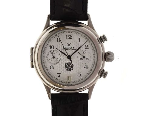 Poljot - Gentleman's stainless steel cased chronograph wristwatch, the silvered dial with black Arabic hour markers, two subs