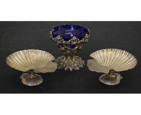 Pair of Victorian Irish silver pedestal salt dishes, sponsor's/retailers mark of West &amp; Sons, Dublin 1894, and a William 