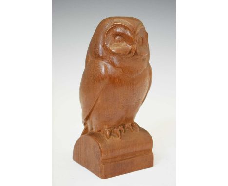 Alfred Henry Wilkinson (1884-1958) – Carved oak study of a barn owl, signed to left of base, 24cm high