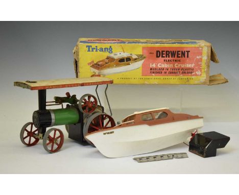 Mamod TE1 live steam tractor, 19cm high, together with a boxed Triang Derwent Electric 14" Cabin Cruiser, contents untested a