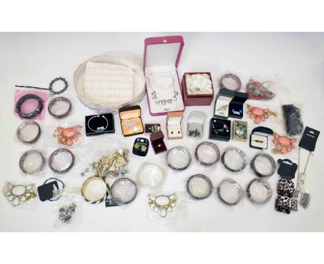 Quantity of costume jewellery to include earrings, Sterling silver  necklaces, bangles, pearls, etc