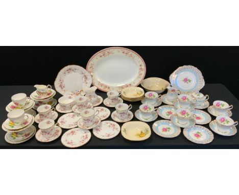 A Paragon Victorian Rose pattern tea service, for six;  other teaware 