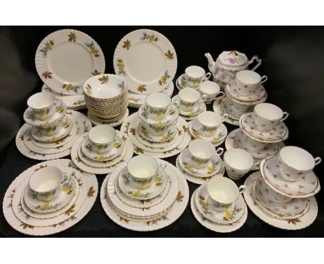 Tea Ware - a Richmond tea service, printed with Autumn leaves;  a Duchess tea service, printed with scattered roses;  etc 