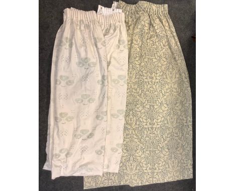 Pair of William Morris curtains, Acorn 175cm long x 132cm wide; pair of arts and crafts curtains, in the style of Rennie Maci