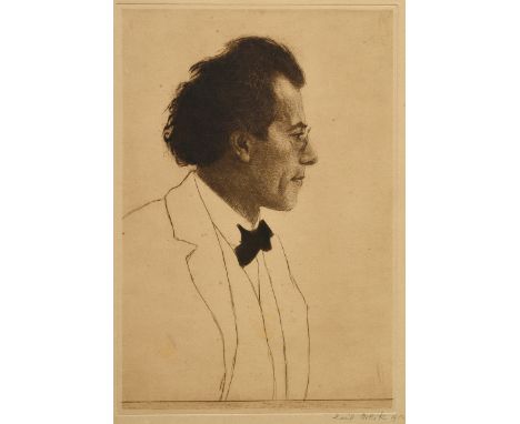 Orlik, Emil (1870-1932) „Portrait Gustav Mahler“ 1902, Radierung, u.r. sign./dat., im Passepartout montiert, PM 29,5x20cm, BM