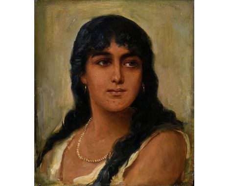 Böcklin, Arnold (1827-1901) "Portrait Fanny Janauschek", Öl/Malpappe, verso Klebeetikett "Amsler &amp;amp; Ruthardt/Berlin" u