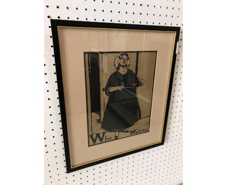 William Nicholson (1872-1949), 'W for Waitress' from An Alphabet, lithograph in colours, 24.5 x 19 cm, framed and glazed 