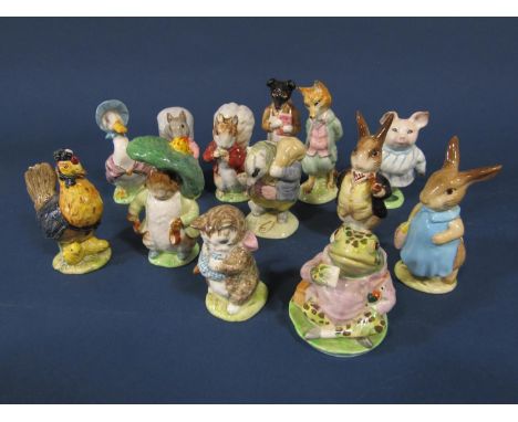 Thirteen Beswick ceramic figures depicting the characters of Beatrix Potter's children stories including Timmy Tiptoes, Goody