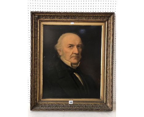 Printed portrait of a gentleman in an ornate gilt frame (19th Century), monogrammed 'HW', print on board, 63 x 51 cm 