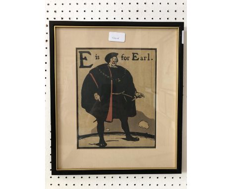 William Nicholson (1872-1949), 'E for Earl' from An Alphabet, lithograph in colours, 24.5 x 19 cm, framed and glazed 