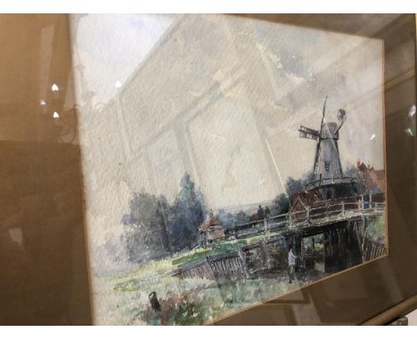 Watercolour on paper together with 20th century wooden table box easel with metal lined storage and palette 50 x 34 cm, water