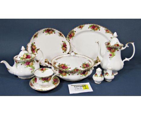 An extensive collection of Royal Albert Old Country Roses dinner, tea and coffee wares comprising teapot, coffee pot, milk ju