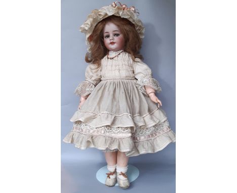 Late 19th/ early 20th century bisque head child doll by Simon &amp; Habig, mould 1039, with voice, walking action and kiss th