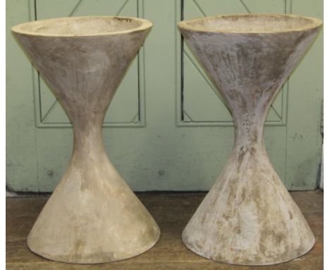 Willy Guhl  pair of Diablo ceramic planters, with deeply waisted centres, 60cm high 