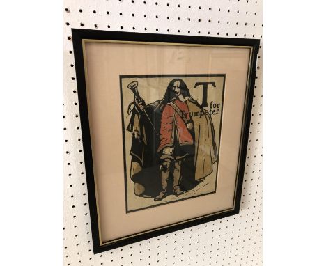 William Nicholson (1872-1949), 'T for Trumpeter' from An Alphabet, lithograph in colours, 24.5 x 19 cm, framed and glazed 