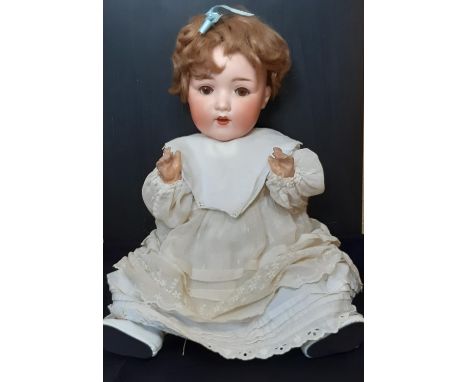 Early 20th century 'Dolly faced' bisque head character doll by Armand Marseille with 5 piece bent limb composition body, clos