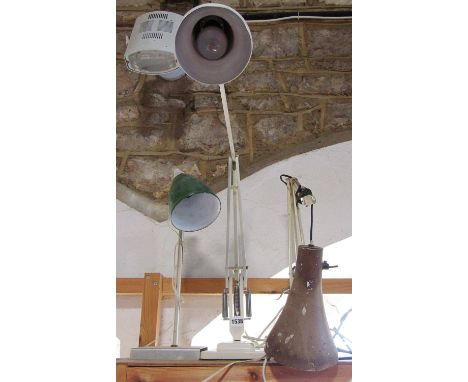 A mid 20th century Anglepoise lamp stamped Herbert Terry and Sons Redditch (sold as parts) and a modern desk lamp with a gree