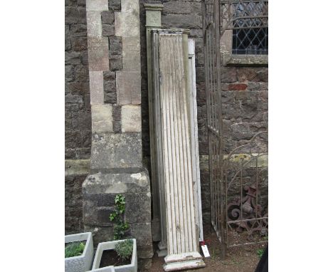 Four decorative painted architectural fluted split columns (3 moulded fibre glass), etc, varying height, the tallest 248 cm 