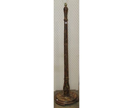 1920s poker work lamp standard with floral detail on a disk base 