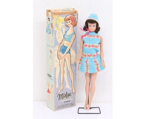 Midge: A boxed Mattel, Midge, Barbie's Best Friend, Brunette, Stock No. 860. Original box, some repair to lid. Contents in a 