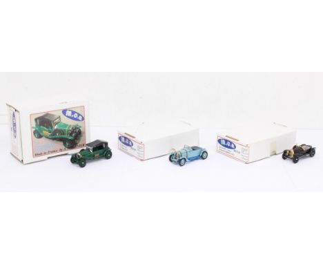 M.C.M. Models: A trio of boxed M.C.M. Model vehicles, to comprise: Bentley 3 Litres Le Mans 1927, Ref. 10; Bugatti 5 Litres R