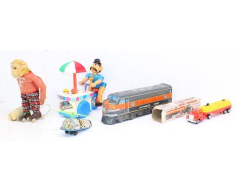 Tinplate: A collection of assorted tinplate and other assorted collectables to include: boxed Friction Powered Tank Trailer, 