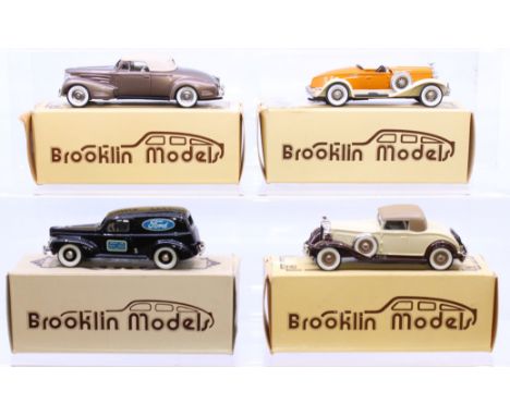 Brooklin Models: A collection of four boxed Brooklin Models, 1:43 Scale, to comprise: Packard Light 8 Coupe BRK 6, Ford Sedan