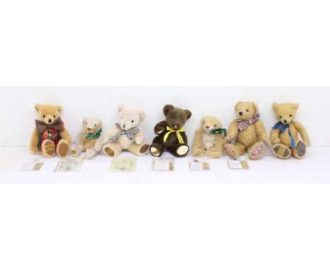 Merrythought: A collection of seven Merrythought bears, to comprise: Soda Limited Edition 127 of 500; James Collector's Club 