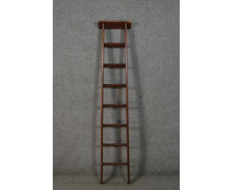 A late 19th to early 20th century ladder, with a rectangular top over seven rungs. H.167cm 