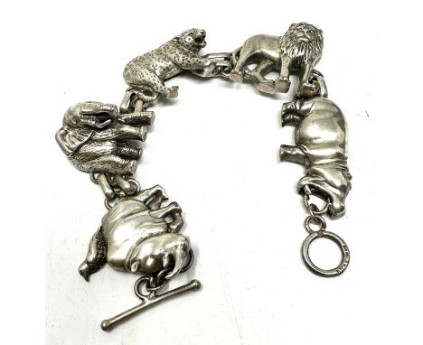 A Silver Novelty Safari Animal Panel Bracelet (68g) 