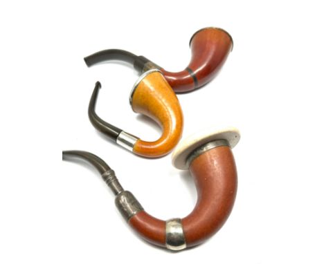 3 vintage silver mounted pipes 