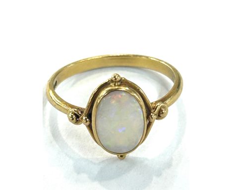 Ladies 18ct gold opal set dress ring, ring size approximately R, weight 3 grams 