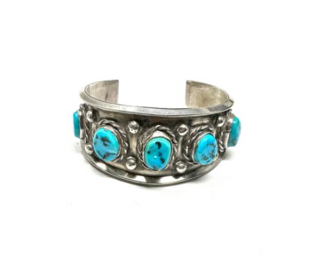 A Silver Turquoise Set Bangle (45g) 