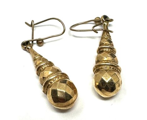 9ct gold vintage ornate drop earrings (1.8g) 