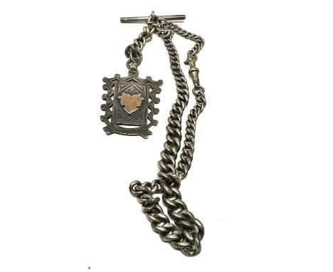 Antique silver albert chain &amp; fob 58g 