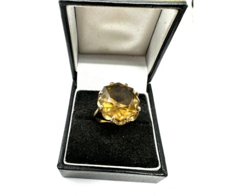 9ct gold vintage smoky quartz cocktail ring (5.7g) 