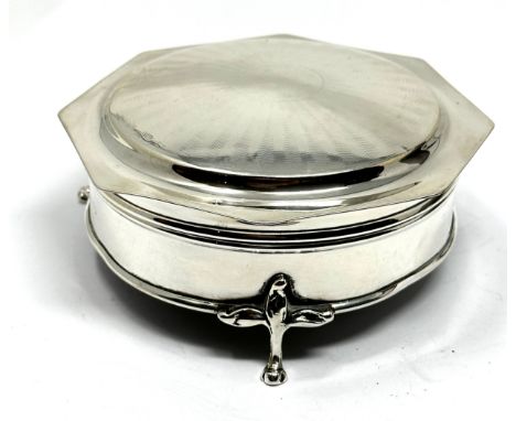 Antique silver jewellery box measures approx 11cm dia 