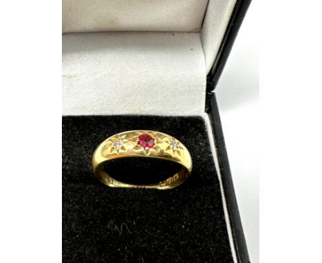 18ct gold vintage ruby &amp; diamond  ring (3.6g) 