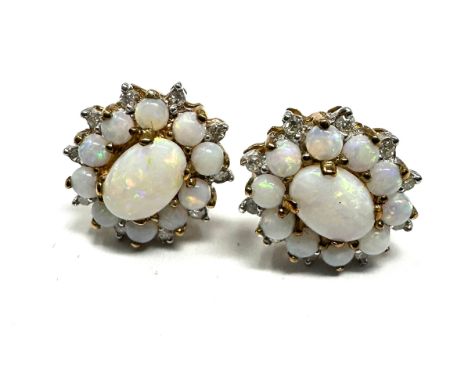 9ct gold opal earrings (2g) 