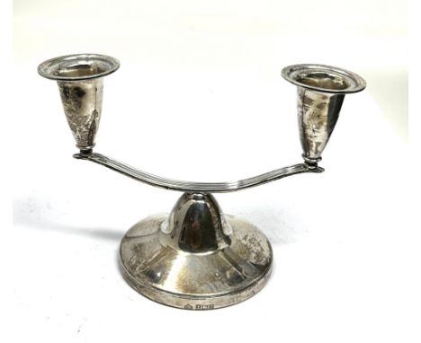 Vintage silver candelabra measures approx height 11cm by 15cm wide filled base 