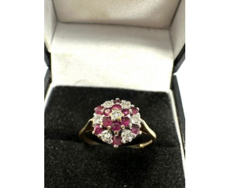 9ct gold diamond and ruby ring (1.9g) 