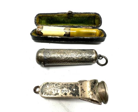 silver smoking related items inc cigar cutter cheroot holder etc 