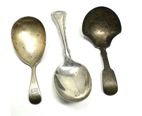 3 antique silver tea caddy spoons 