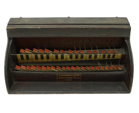 Very rare and curious instrument fitted with thirty-seven tuning forks, each connected to a board with string, perhaps for am