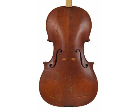 English violoncello in need of restoration by and labelled Jeffery J. Gilbert, Peterborough, Fecit, Anno&nbsp; MCMXXIX; also 