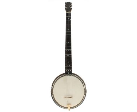 Daniel's Patent five string banjo, with metal resonator, 9" skin, stamped Daniel's Patent, 112 Leadenhall St E.C. on the side