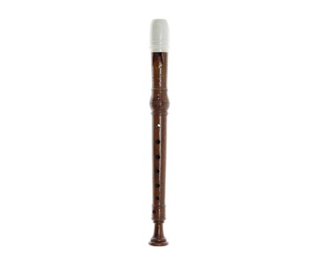 Baroque style sopranino recorder by Dolmetsch, Haslemere, 1954, ser. no. 5653, with ivory beak and ivory bushed thumb hole, t