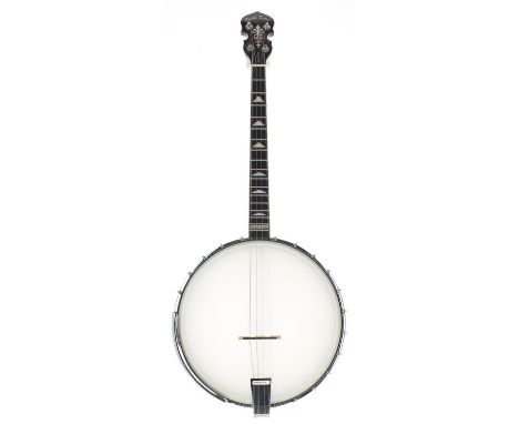 Gold Tone open back tenor banjo, bearing the maker's oval label inside the pot wall inscribed Model IT-250, ser. no. 21404283
