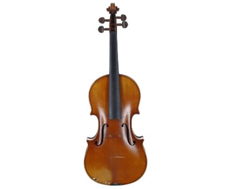 Good violin labelled Fait á Mirecourt, par le Maitre-Luthier, Amedee Dieudonne en 1936, no. 1027, the two piece back of faint