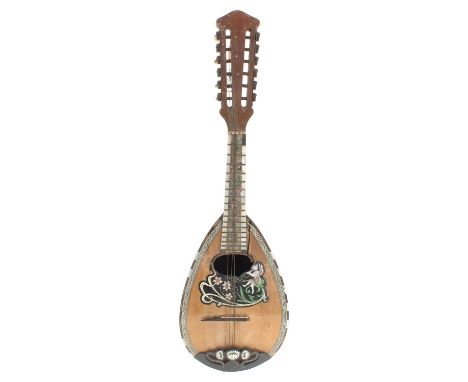 Unusual Neapolitan style twelve string mandolin in need of restoration, labelled Francesco Olivieri..., with fluted bowl back